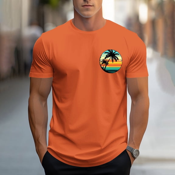 WAENQINLA Mens Shirts Fashion Casual Basic Hawaiian Palm Tree Graphic Tees Round Neck Short Sleeve Summer Beach T-Shirt,M-3XL