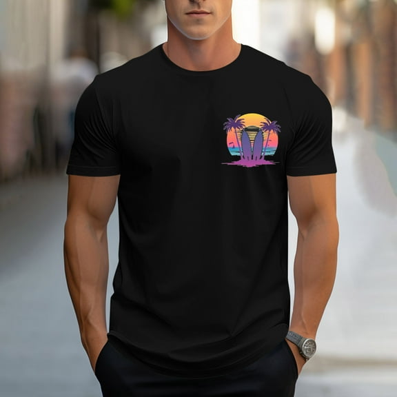 WAENQINLA Mens Shirts Fashion Casual Hawaiian Palm Tree Graphic Tees Round Neck Short Sleeve Summer Beach T-Shirt,M-3XL