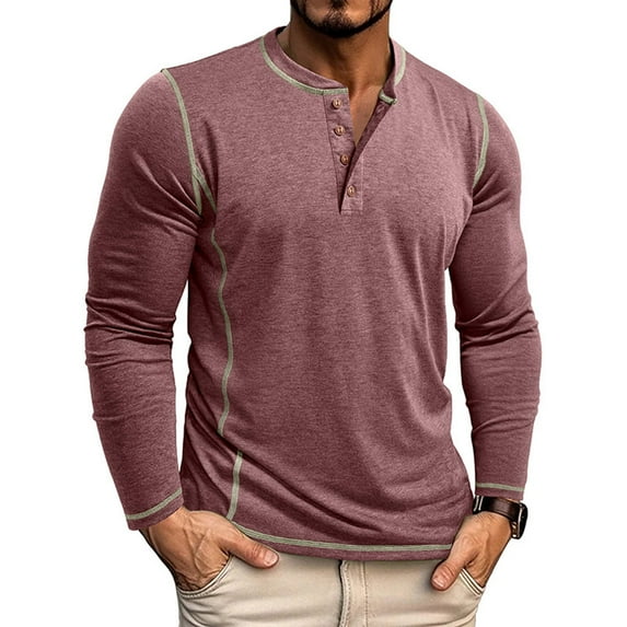 WAENQINLA Mens Shirts Long Sleeve Casual Classic Henley T-Shirts Lightweight Button Tee Shirts Casual Pullover with Pockets