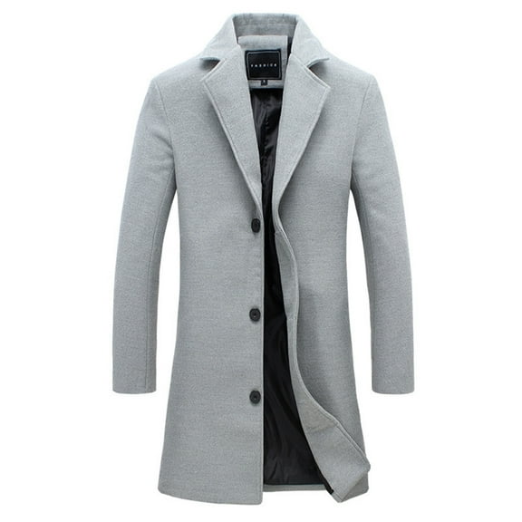 WAENQINLA Mens Slim Fim Trench Coat Single Breasted Lapel Long Coat Casual Winter Warm Long Sleeve Business Casual Overcoat