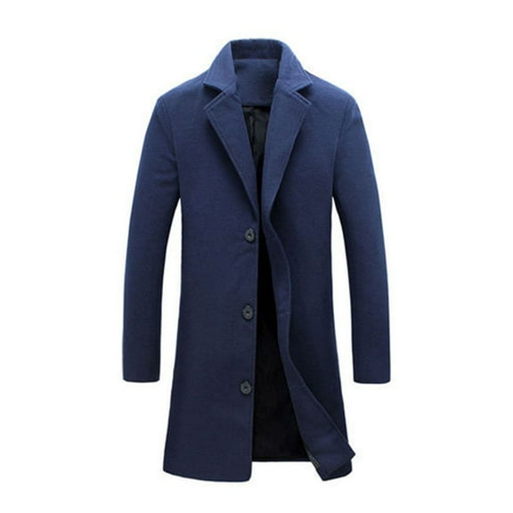 WAENQINLA Mens Slim Fim Trench Coat Single Breasted Lapel Long Coat Casual Winter Warm Long Sleeve Business Casual Overcoat