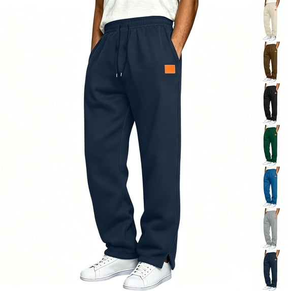 WAENQINLA Mens Straight Leg Split Hem Sweatpants Elastic Drawstring Waist Solid Color Loose Fit Fashion Casual Athletic Trousers with Side Pockets S-3XL