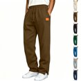 thumbnail image 1 of WAENQINLA Mens Straight Leg Split Hem Sweatpants Elastic Drawstring Waist Solid Color Loose Fit Fashion Casual Athletic Trousers with Side Pockets S-3XL, 1 of 7