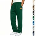 thumbnail image 1 of WAENQINLA Mens Straight Leg Split Hem Sweatpants Elastic Drawstring Waist Solid Color Loose Fit Fashion Casual Athletic Trousers with Side Pockets S-3XL, 1 of 7
