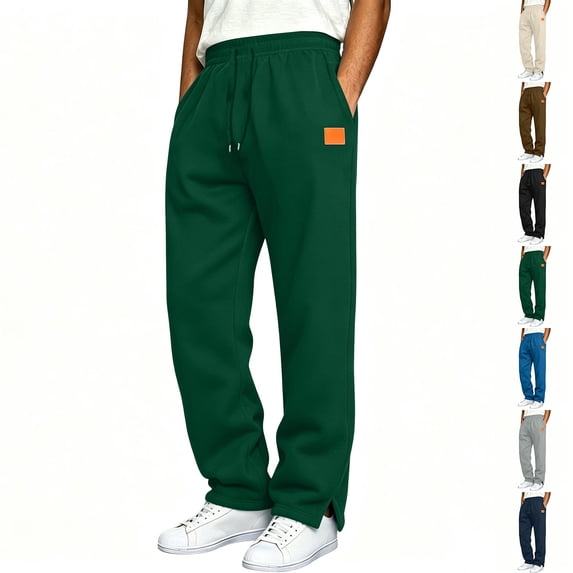 WAENQINLA Mens Straight Leg Split Hem Sweatpants Elastic Drawstring Waist Solid Color Loose Fit Fashion Casual Athletic Trousers with Side Pockets S-3XL