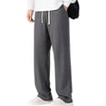 thumbnail image 1 of WAENQINLA Mens Sweatpants Open Bottom Casual Loose Straight Wide Leg Pants Elastic Waist Drawstring Athletic Work Pants with Pockets Dark Gray L, 1 of 5