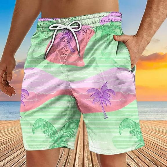 WAENQINLA Mens Swim Trunks 5" Quick Dry Big and Tall Beach Shorts Bathing Suit Hawaiian Vacation Lightweight Swimming Shorts
