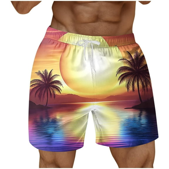 WAENQINLA Mens Swim Trunks Summer Elastic Waist Swimming Trunks Bathing Suit Big and Tall Quick Dry Swim Shorts with Pockets