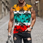 WAENQINLA Mens Tank Tops Summer Athletic Sleeveless Shirts Loose Hawaiian Tropical Graphic Tees Fitness Stringer Tank Top Undershirts Mens Tank Tops Under $10