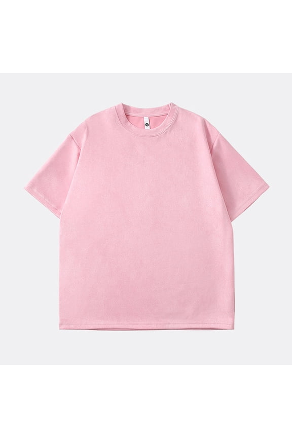 Mens Tshirt Baggy Crewneck Shirts Vintage Short Sleeve Grunge Tees Casual Solid Color Tops for Men and Women