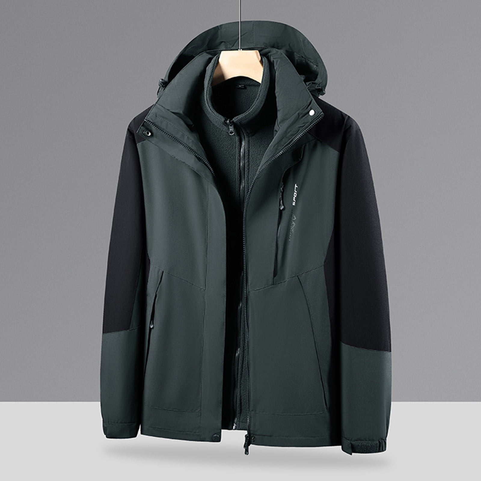 WAENQINLA Mens Winter Jacket 3 In 1 Waterproof Windbreaker Zip Up ...