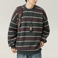 thumbnail image 1 of WAENQINLA Mens Y2k Striped Sweater Vintage Aesthetic Oversized Knitted Pullover Tops Long Sleeve Crewneck Knitwear Top Dark Gray XXL, 1 of 4