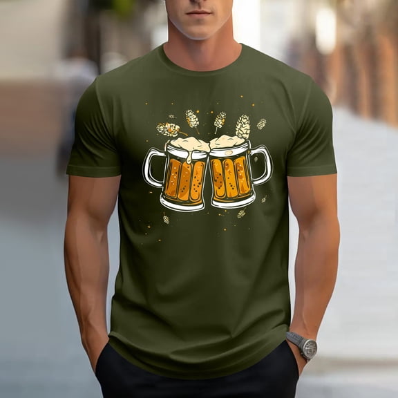 WAENQINLA Oktoberfest Shirt for Men Stylish Cheers Beer Mug Prints Soft T-Shirt Summer Casual Short Sleeve Crewneck Tees