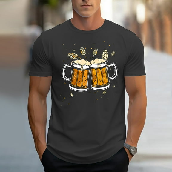 WAENQINLA Oktoberfest Shirt for Men Stylish Cheers Beer Mug Prints Soft T-Shirt Summer Casual Short Sleeve Crewneck Tees