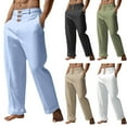 thumbnail image 1 of WAENQINLA Pants for Men Dressy Casual Lightweight Pants Casual Loose Button Summer Beach Pants Khaki XXL, 1 of 6
