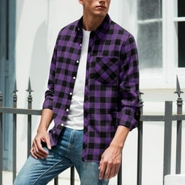SAYFUT Men's Plaid Button Down Shirt, Lightweight Long Sleeve