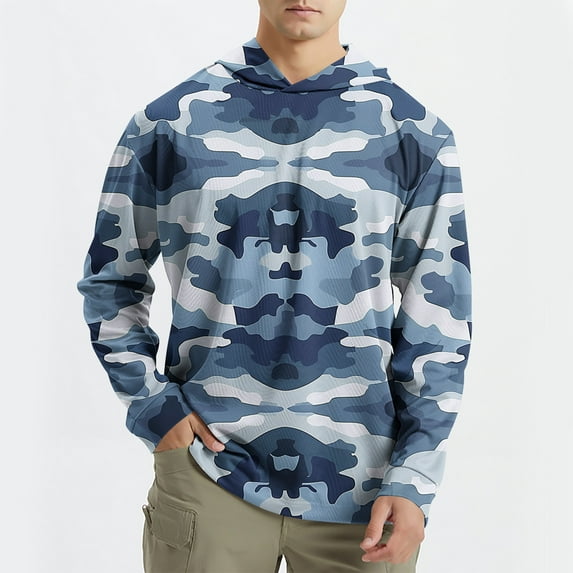 WAENQINLA Rash Guard Sun Shirt for Men Summer Long Sleeve UV SPF UPF 50+ Hoodies Outdoor Hiking Running Athletic T-Shirt