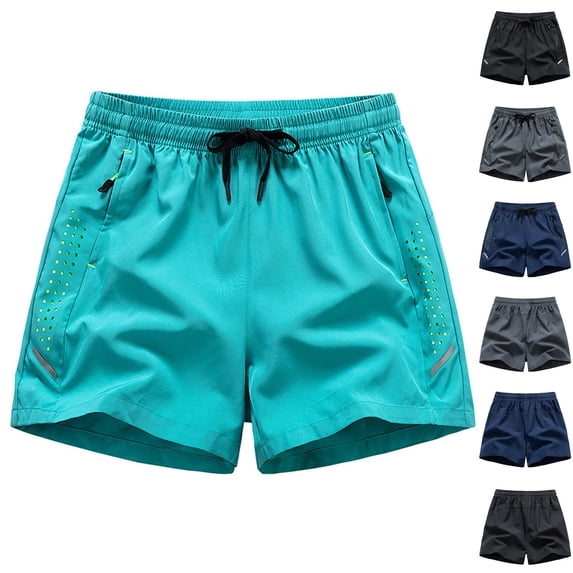 WAENQINLA Running Shorts Men Drawstring Elastic Waisted Athletic Shorts Summer Breathable Gym Shorts with Zipper Pockets Sky Blue Shorts,Size S-2XL