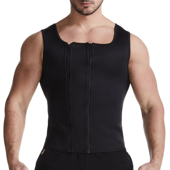 WAENQINLA Sauna Tank Tops for Men Bodybuilding Double Zipper Waist Trainer Slimming Undershirts Vest Body Shaper Shirt
