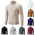 thumbnail image 1 of WAENQINLA Solid Color Basic Sweaters for Men Winter Warm Cowl Neck Pullovers Long Sleeve Slim Fit Knitwear Tops Wine L, 1 of 4