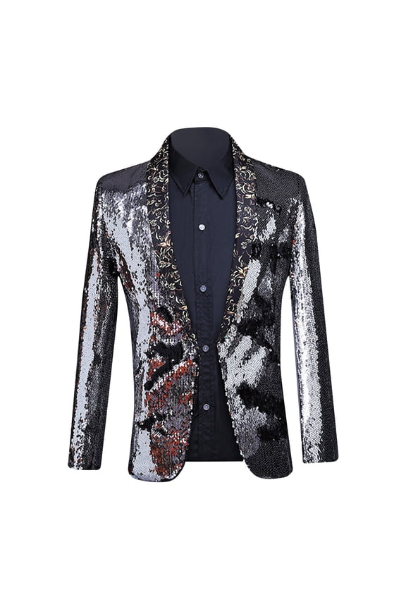 Sport Coats for Men Shiny Sequins Blazer Suit Jacket Casual Formal Holiday Party Blazers