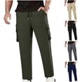 thumbnail image 1 of WAENQINLA Straight Leg Cargo Pants for Men with Multi Pockets Utility Durable Hiking Travel Pants Slim Fit Drawstring Elastic High Waisted Pants Dark Blue Pant for Men M, 1 of 10