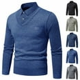thumbnail image 1 of WAENQINLA Striped Fake Two-Piece Shirts for Men Long Sleeve Faux 2-Piece Knitted Pullover Shirts Business Work Casual T Shirt Tops, 1 of 9
