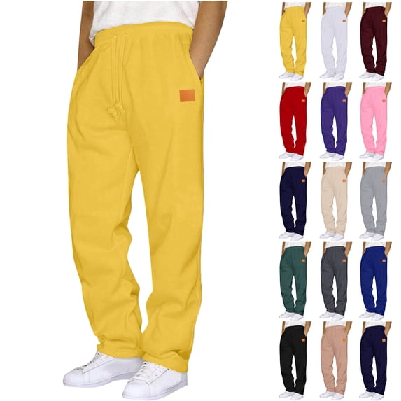 WAENQINLA Sweatpants for Men Winter Warm Casual Fleece Lined Trousers Elastic Waist Athletic Pants Open Bottom Jogger Sweat Pant with Pockets