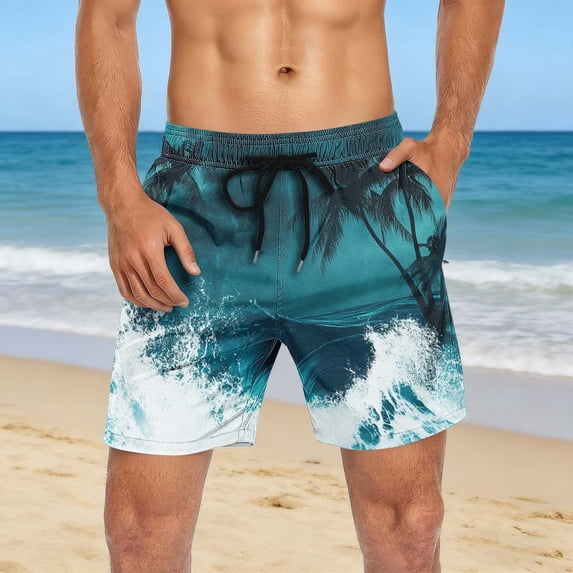 WAENQINLA Swim Trunks for Men Quick Dry Casual Beach Shorts Tropical Hawaiian Print Summer Vacation Wear with Pockets Multicolor Shorts,Size S-5XL