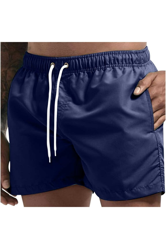 Mens Swim Trunks Quick Dry Elastic Waist Board Shorts Drawstring Summer Beach Shorts Bathing Suits