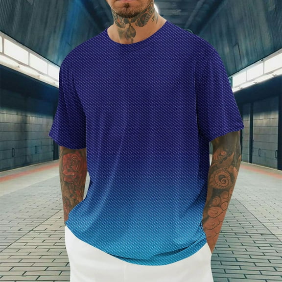 WAENQINLA T-Shirt for Men - Men’S Regular Fit Gradient Short Sleeve T Shirts Summer Casual Street Fashion Tees Crewneck Tops