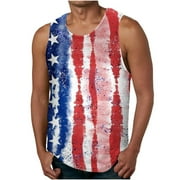WAENQINLA Tank Tops Men Cotton Bodybuilding Sleeveless Tshirts Loose American Flag Graphic Tees Sports Quick Dry Tank Shirts Mens Tank Tops Under $10