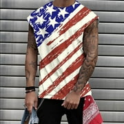 WAENQINLA Tank Tops Men Summer Muscle Sleeveless Tshirts Loose American Flag Graphic Tees Running Stringer Tank Top Undershirts Mens Tank Tops Under $5