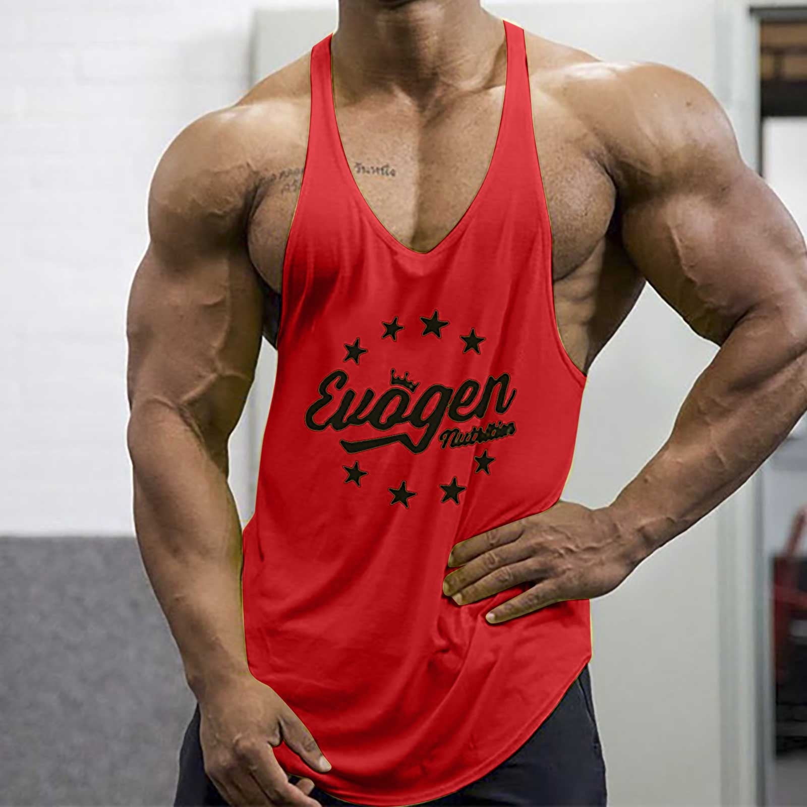 Difdany Men s Cut Off Shirts Muscular Cut Open Sides Bodybuilding Tank Top Gym Workout T Shirt Red 3XL Walmart