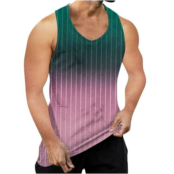 WAENQINLA Tank Tops Men Workout Muscle Sleeveless Shirts Loose Striped Graphic Tees Sports Cut Off Tank Shirts Deals of The Week