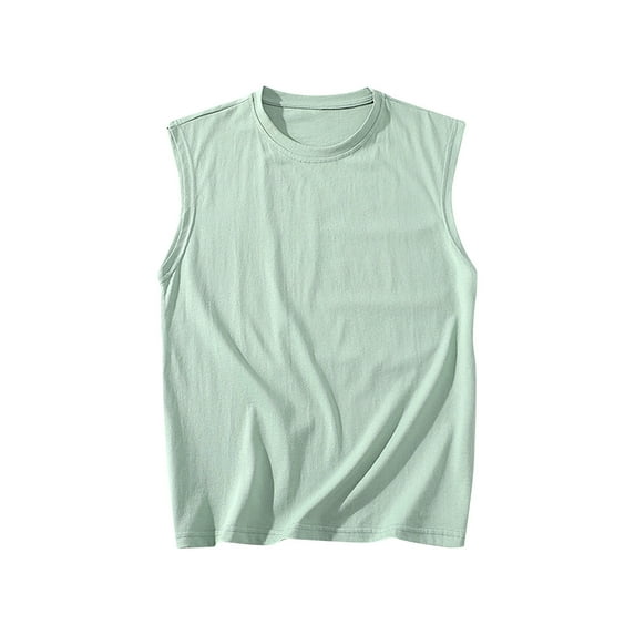 WAENQINLA Tank Tops for Men Big and Tall Casual Sleeveless Solid Color Basic Shirts Lightweight Crewneck Summer Undershirt