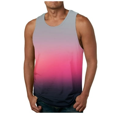 WAENQINLA Tanks Tops for Mens Cool Gradient Printed Graphic Sleeveless Tank Top Summer Muscle Shirt for Workout Gym Jogging