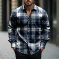 thumbnail image 1 of WAENQINLA Tees Men Under $20 Button Up Regular Fit Tops Plaid Graphic Long Sleeve Golf Tees Button Up Work Jackets Navy S, 1 of 5
