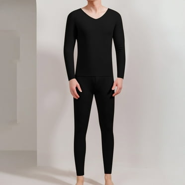 WAENQINLA Thermal Underwear for Men Lightweight Long Sleeve V-Neck Shirt and Bottom Slim Fit Base Layer Pullover for Cold Weather