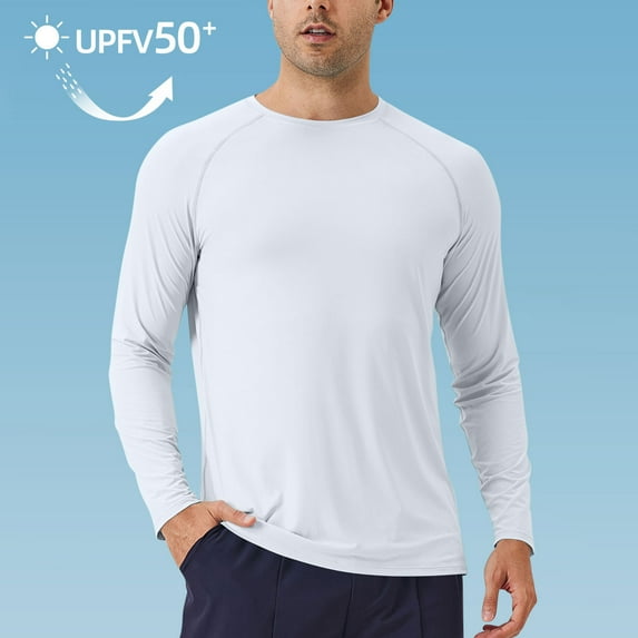 WAENQINLA UPF 50+ Long Sleeve Shirts for Men Sun Protection T-Shirts for Fishing Workout Running Lightweight Athletic Workout Shirt Tee
