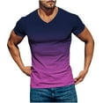 thumbnail image 1 of WAENQINLA V Neck Shirts for Men Casual Muscle Fit Short Sleeve Workout Tshirt Summer Gradient Color Basic Tees Undershirts, 1 of 4