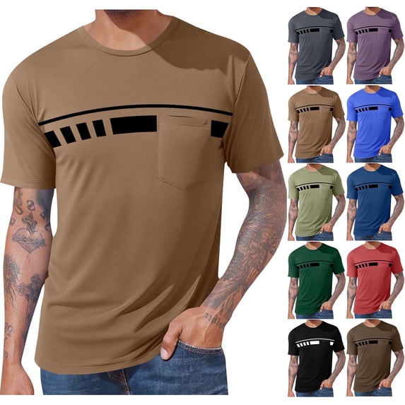 WAENQINLA Vintage Graphic Tees Men Big and Tall Summer Casual T Shirts Short Sleeve Crew Neck Athletic Basic Tops with Pocket Army Green M
