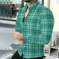 thumbnail image 1 of WAENQINLA Vintage Plaid Shirts for Men Button Up Long Sleeve Tops Lapel Collared Golf Tees Work Jackets Light Blue XL, 1 of 8