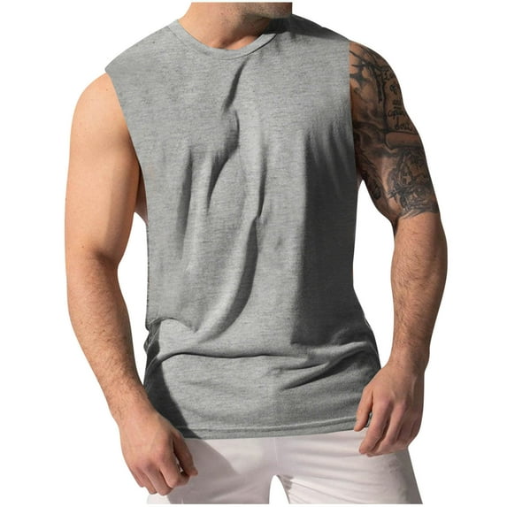 WAENQINLA Workout Tank Tops Men Moisture Wicking Cut Off Sleeveless T Shirts Gym Bodybuilding Solid Color Muscle Tee