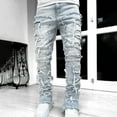 thumbnail image 1 of WAENQINLA Y2K Pants Jeans for Men Fashion Slim Fit Streetwear Pants Distressed Stacked Frayed Denim Pant Button Lounge Pants, 1 of 6