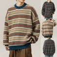 thumbnail image 1 of WAENQINLA Y2k Striped Sweater for Men Vintage Aesthetic Oversized Knitted Pullover Tops Long Sleeve Crewneck Knitwear Top Khaki XXL, 1 of 9