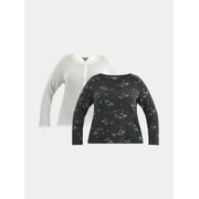 TERRA & SKY Women’s Plus Waffle Henley 2 Pack, Sizes 0X-5X