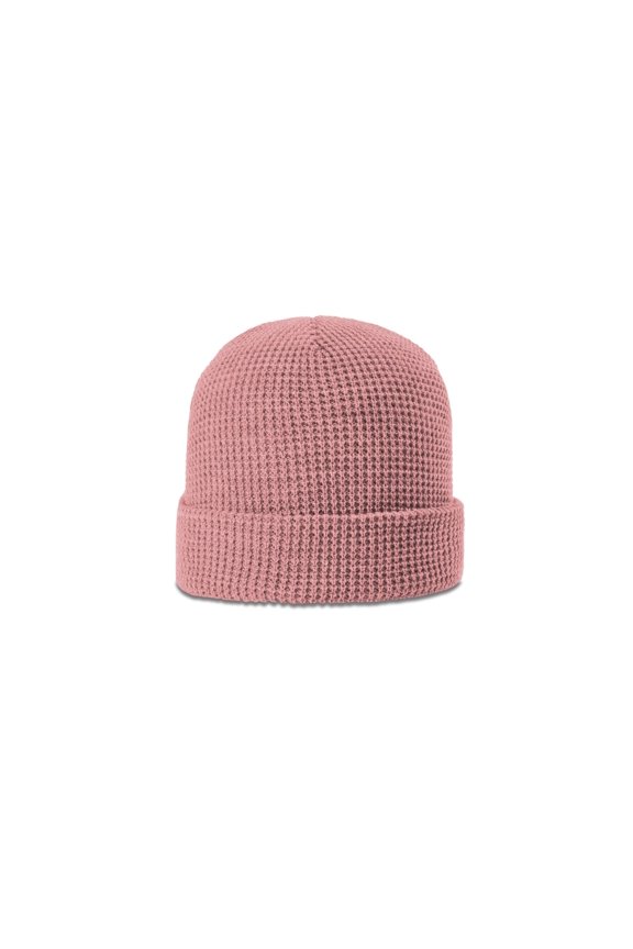 146 Waffle Stitch Knitted Winter Beanie Hat, Blush