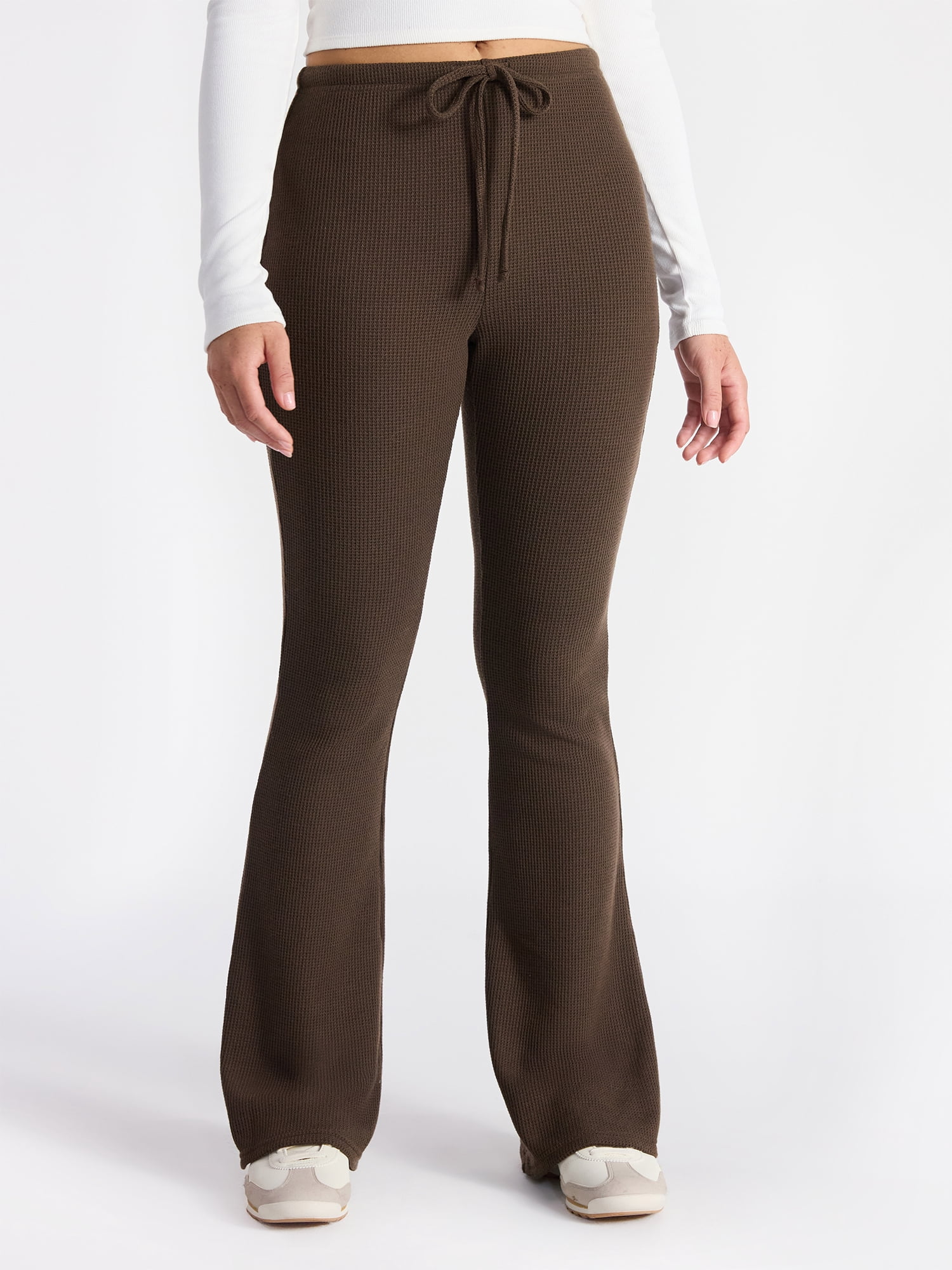 No Boundaries Brushed Back Waffle Knit Mini Bootcut Leggings, 32'' Inseam, Women’s