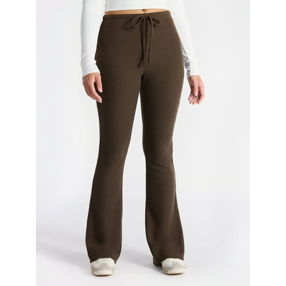 No Boundaries Brushed Back Waffle Knit Mini Bootcut Leggings, 32'' Inseam, Women’s